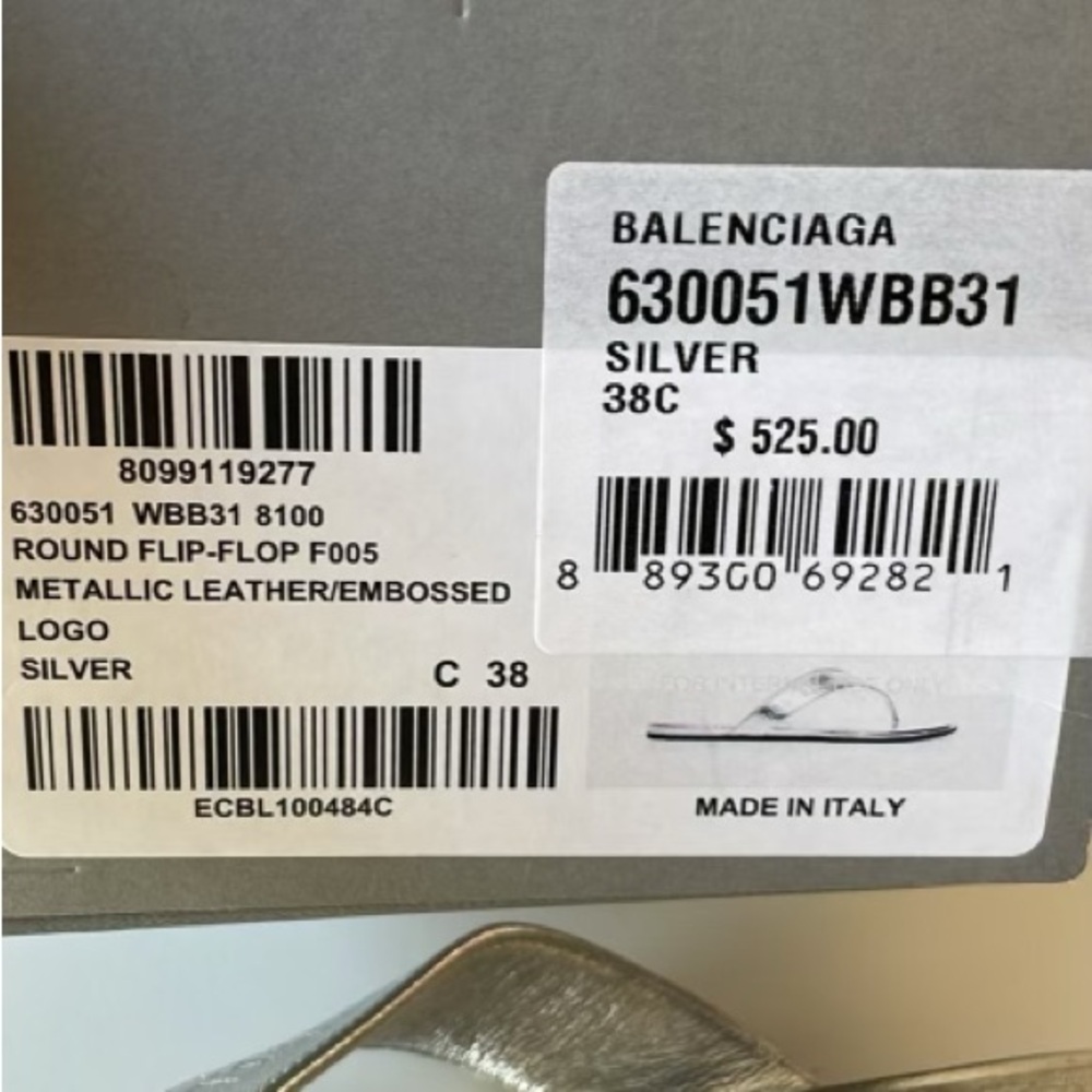 Used  authentic balenciaga silver metallic sandals